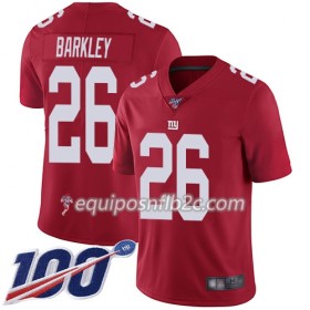 Camiseta Hombre NFL New York Giants Saquon Barkley 26 Nike Rojo 100th